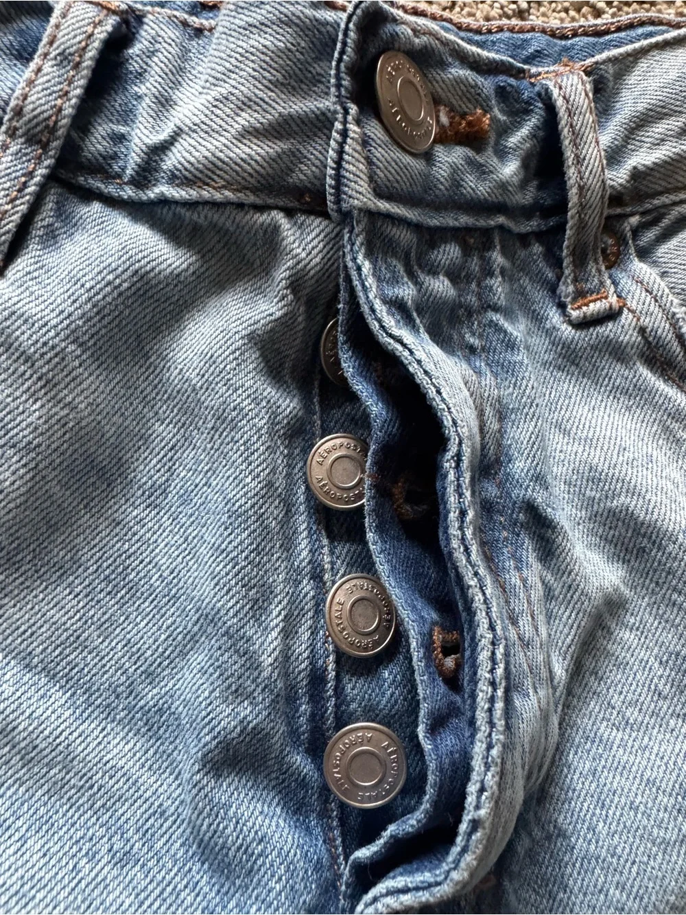 Y2K Aéropostale 90s Baggy Shorts Size 4 Distressed Denim High Rise Light Wash